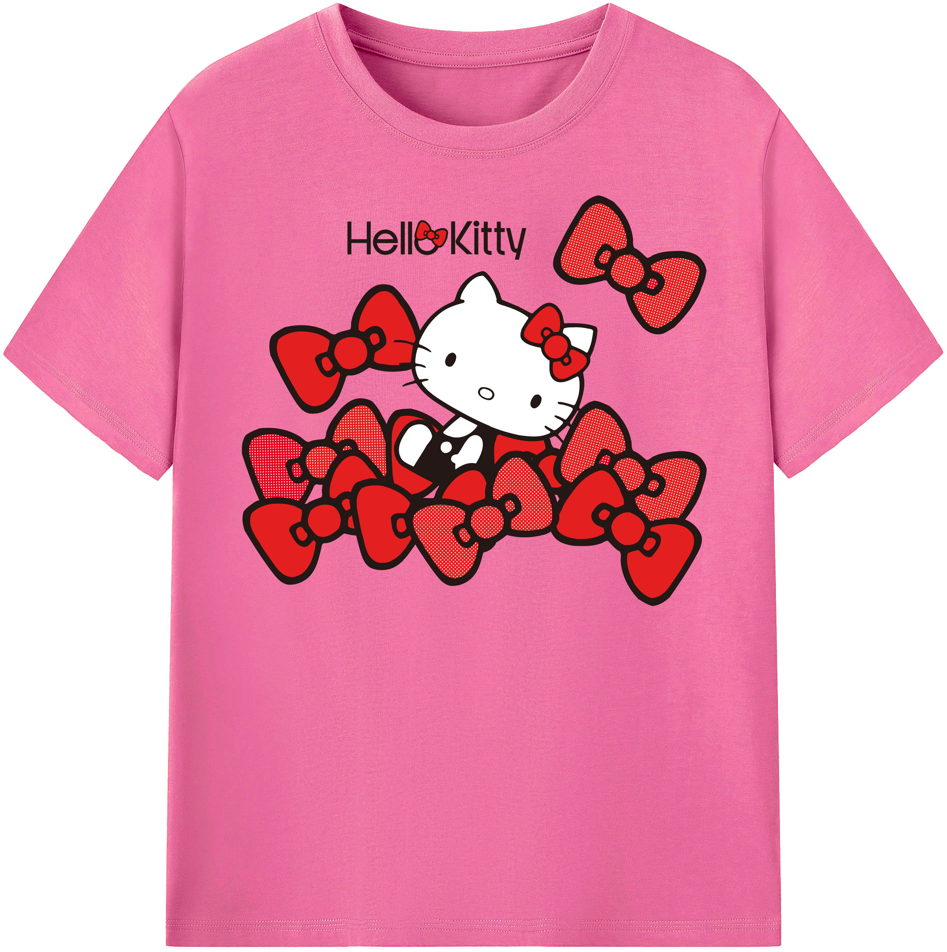 （画像用） Hello Kitty ハローキティ レディースカジュアルプリントTシャツ（綿100％）